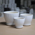 ODM 16cm Drainase Shell Pot Tanaman Keramik Hias Dengan Piring