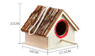 Bentuk Rumah Atap Kulit Kotak Burung Kayu Tinggi 15cm